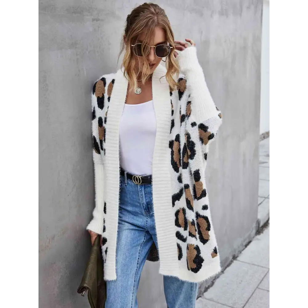 Leopard Pattern Fuzzy Cardigan - Madi Gray Boutique