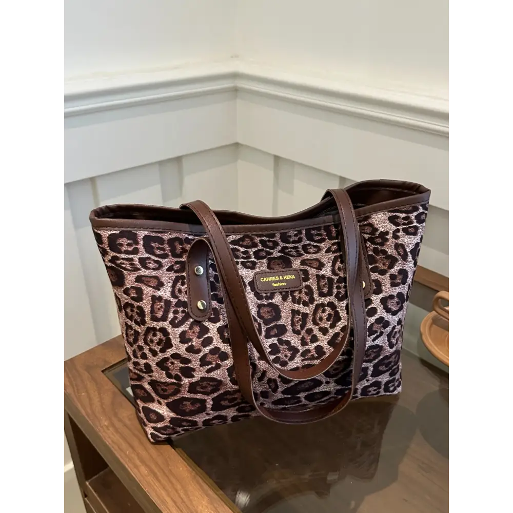 Leopard Polyester Tote Bag - Pink / One Size - Accessories