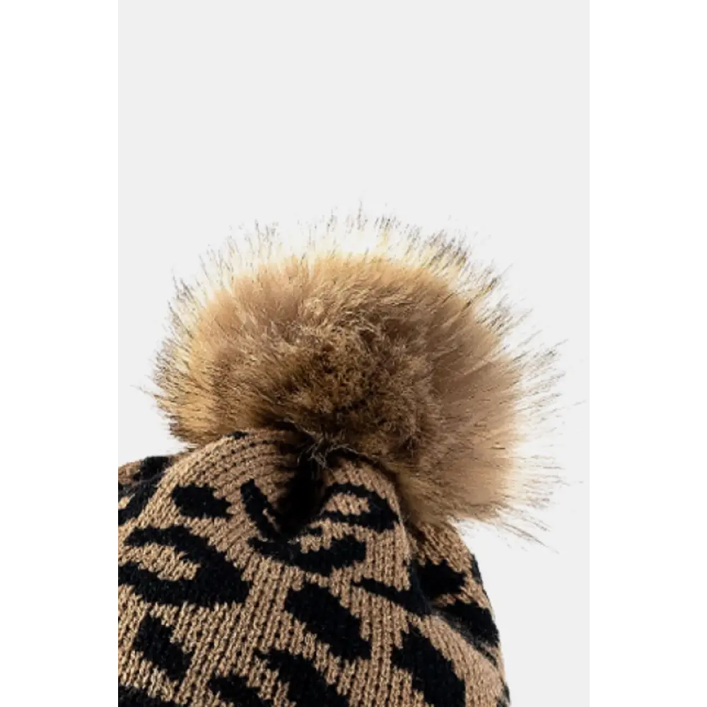 Leopard Pom-Pom Cuffed Beanie - Madi Gray Boutique