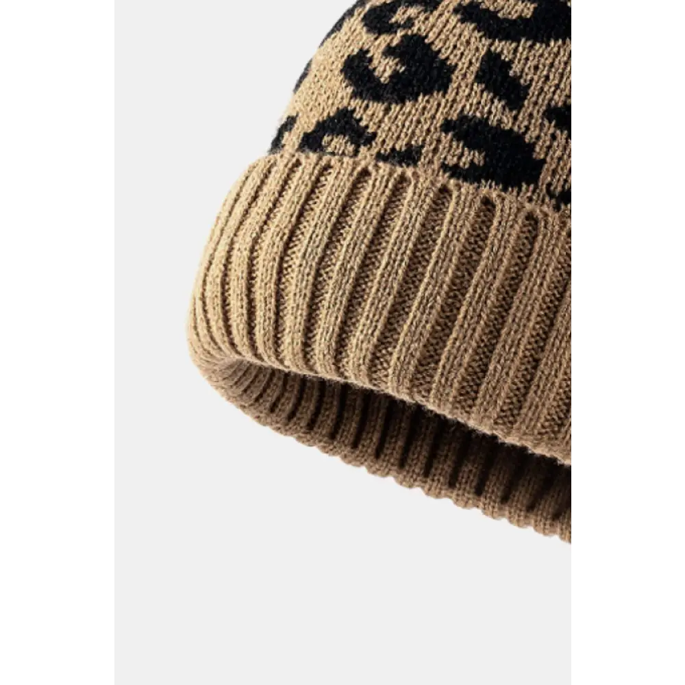 Leopard Pom-Pom Cuffed Beanie - Madi Gray Boutique