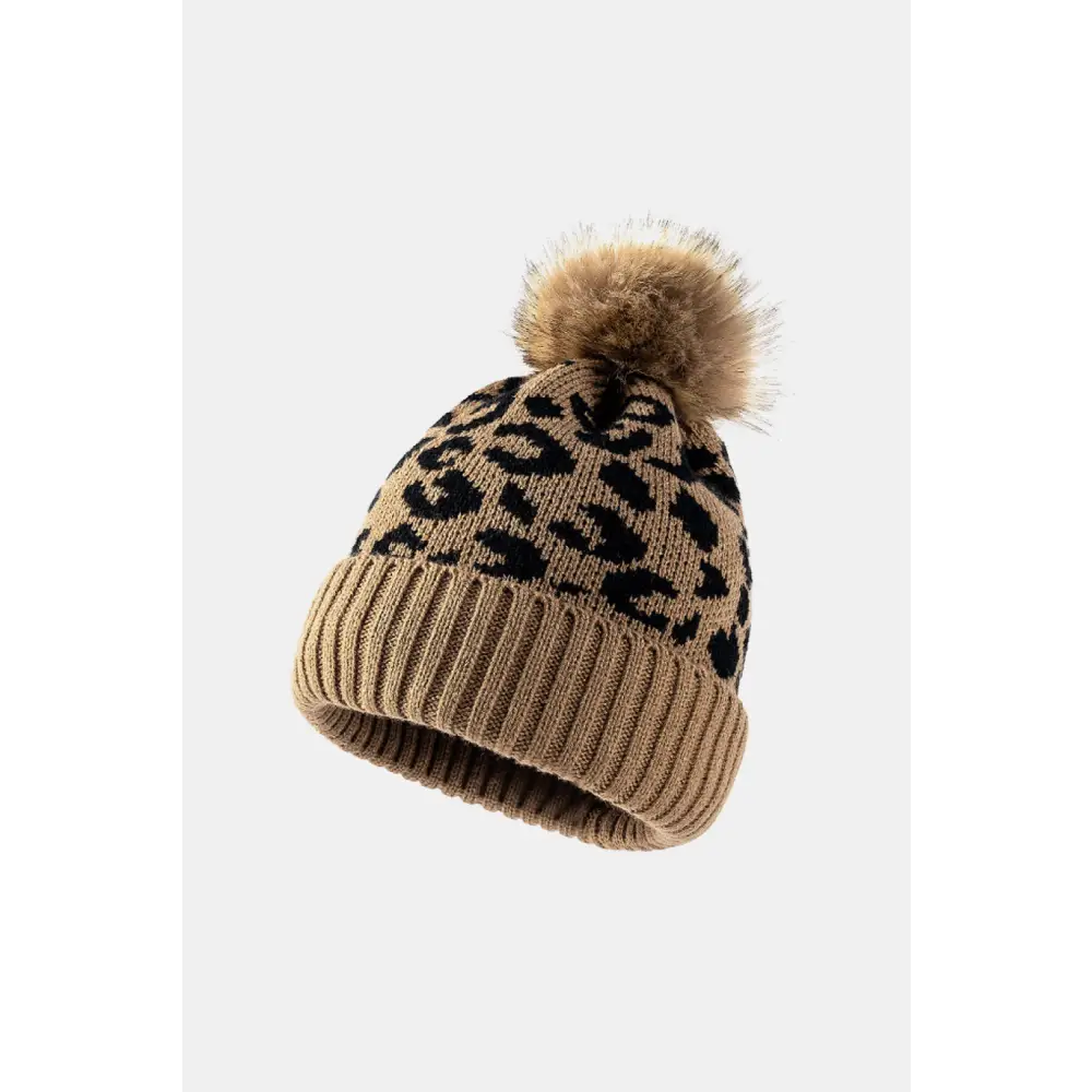 Leopard Pom-Pom Cuffed Beanie - Madi Gray Boutique