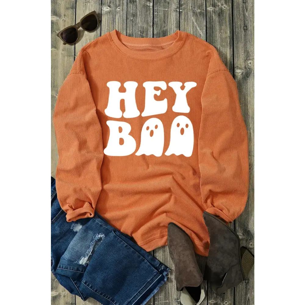 Letter Graphic Round Neck Long Sleeve Sweatshirt - Tops