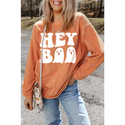 Letter Graphic Round Neck Long Sleeve Sweatshirt - Tops