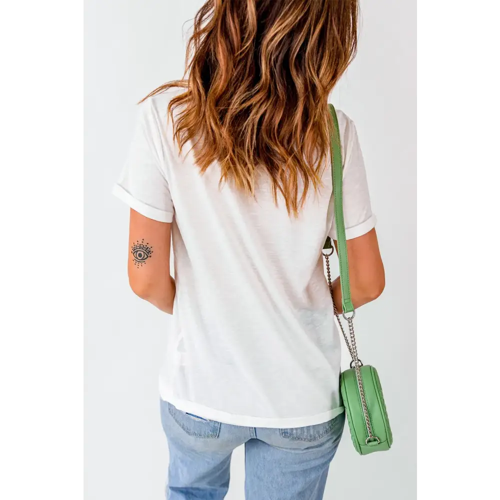 Letter Graphic Round Neck Short Sleeve T-Shirt - Tops