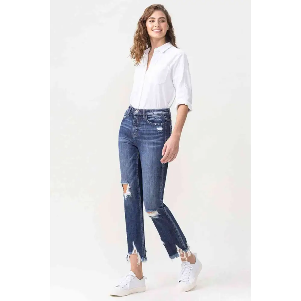 Lovervet Jackie Full Size High Rise Crop Straight Leg Jeans - Bottoms