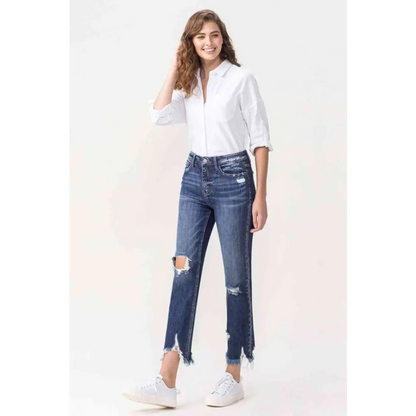 Lovervet Jackie Full Size High Rise Crop Straight Leg Jeans - Bottoms