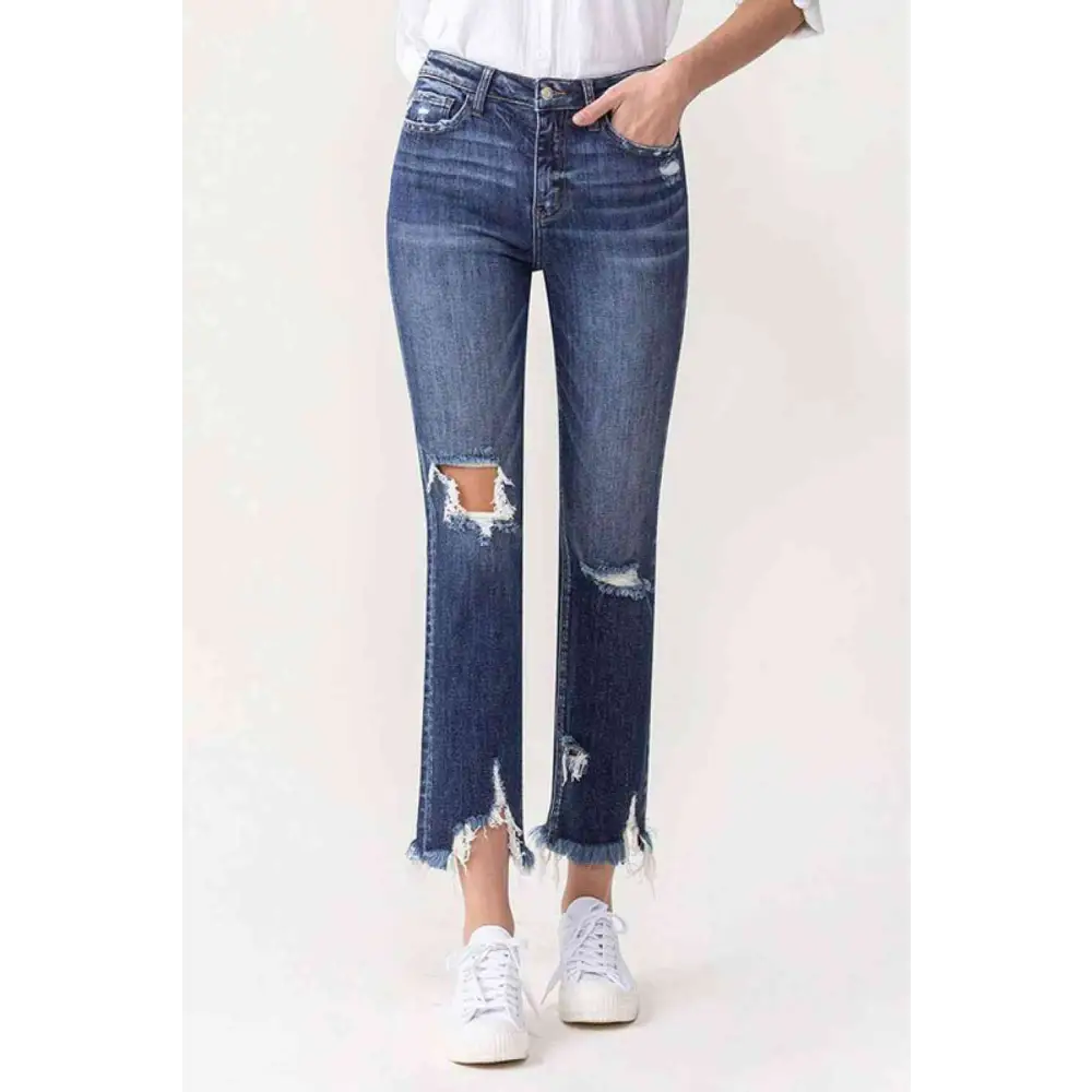 Lovervet Jackie Full Size High Rise Crop Straight Leg Jeans - Medium / 24 - Bottoms