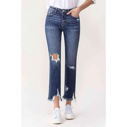 Lovervet Jackie Full Size High Rise Crop Straight Leg Jeans - Medium / 24 - Bottoms