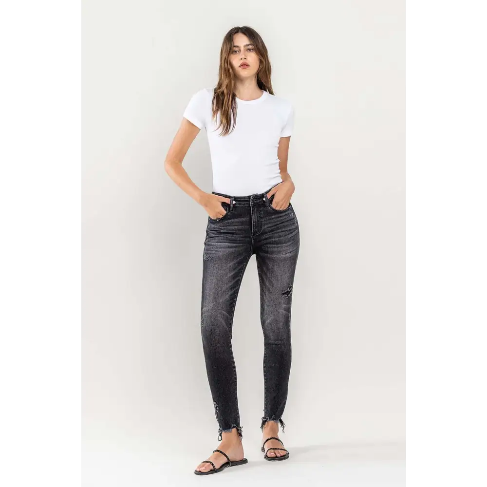 Lovervet Raw Hem Cropped Skinny Jeans - Bottoms