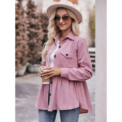 Mandy Collared Neck Long Sleeve Shirt - Tops