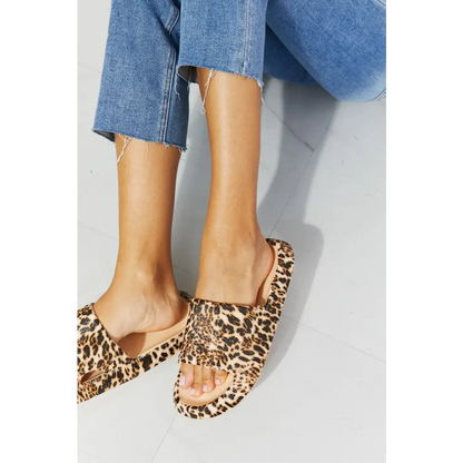 MMShoes Arms Around Me Open Toe Slide in Leopard - Madi Gray Boutique