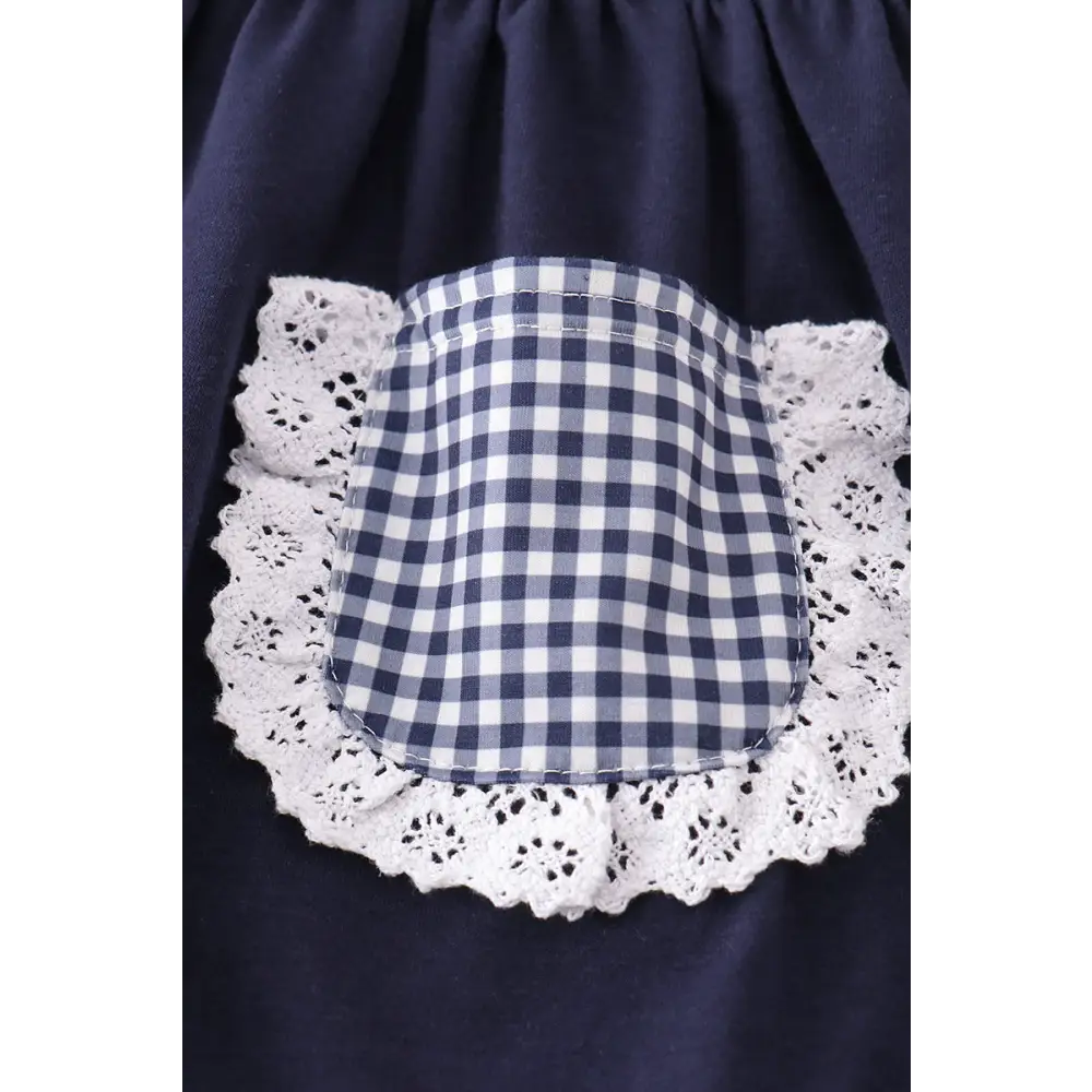 Navy nativity embroidery gingham girl set - Set