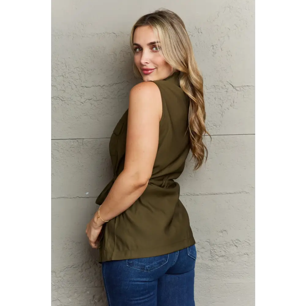 Ninexis Follow The Light Sleeveless Collared Button Down Top - Madi Gray Boutique