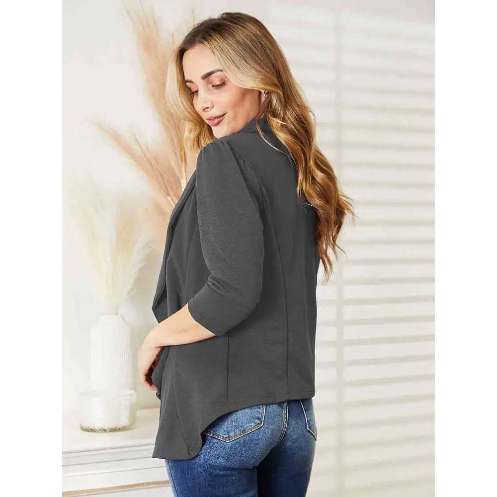 Ninexis Open Front 3/4 Sleeve Full Size Cardigan - Madi Gray Boutique