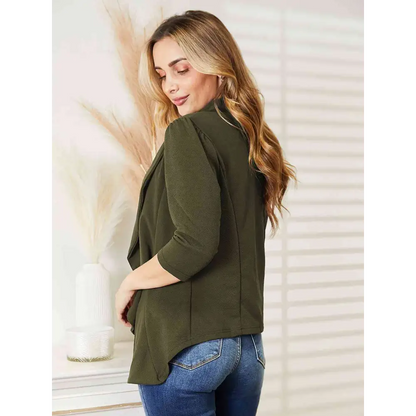 Ninexis Open Front 3/4 Sleeve Full Size Cardigan - Madi Gray Boutique