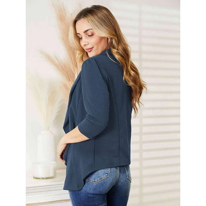 Ninexis Open Front 3/4 Sleeve Full Size Cardigan - Madi Gray Boutique