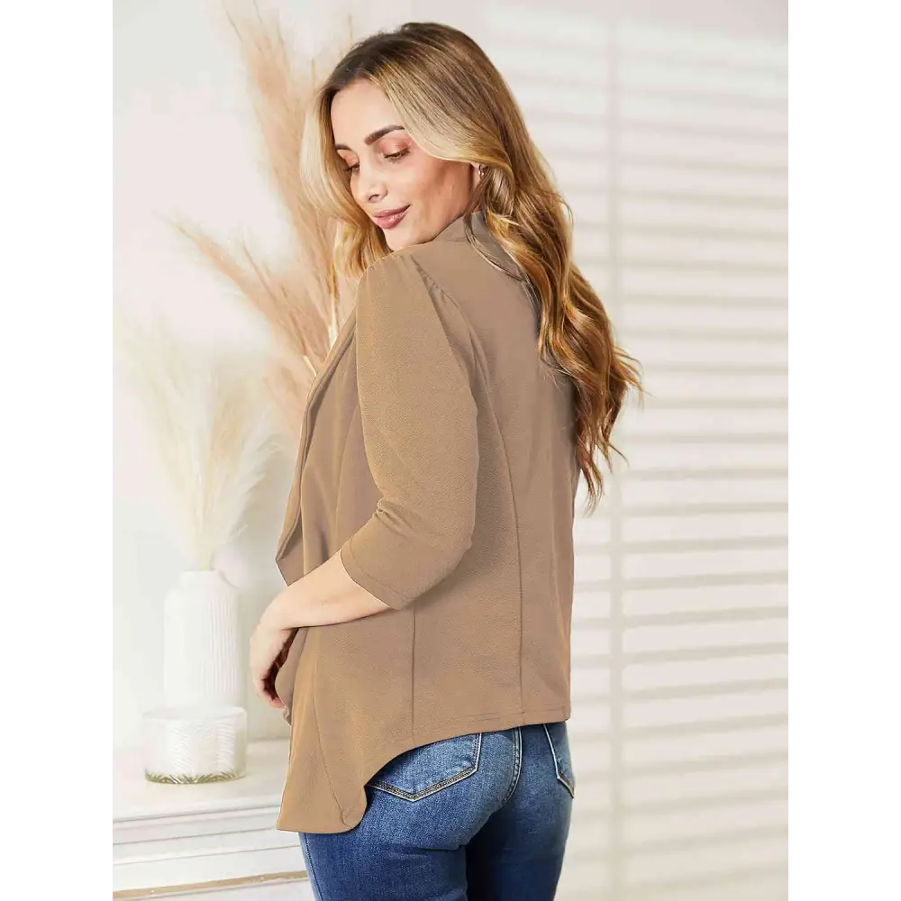 Ninexis Open Front 3/4 Sleeve Full Size Cardigan - Madi Gray Boutique