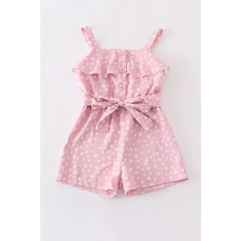 Pink dot print strap ruffle jumpsuit mommy & - Jumpsuits & Rompers