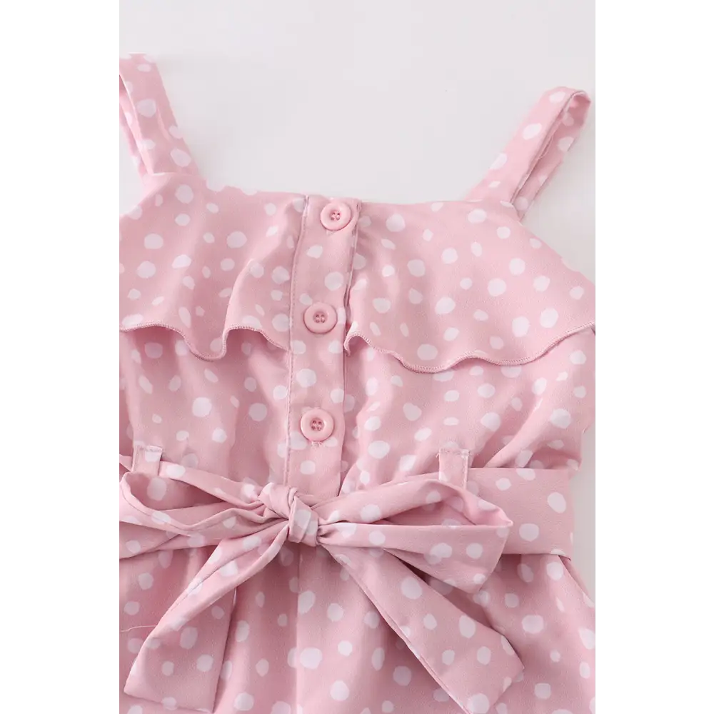 Pink dot print strap ruffle jumpsuit mommy & - Jumpsuits & Rompers