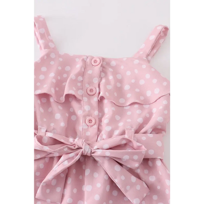 Pink dot print strap ruffle jumpsuit mommy & - Jumpsuits & Rompers