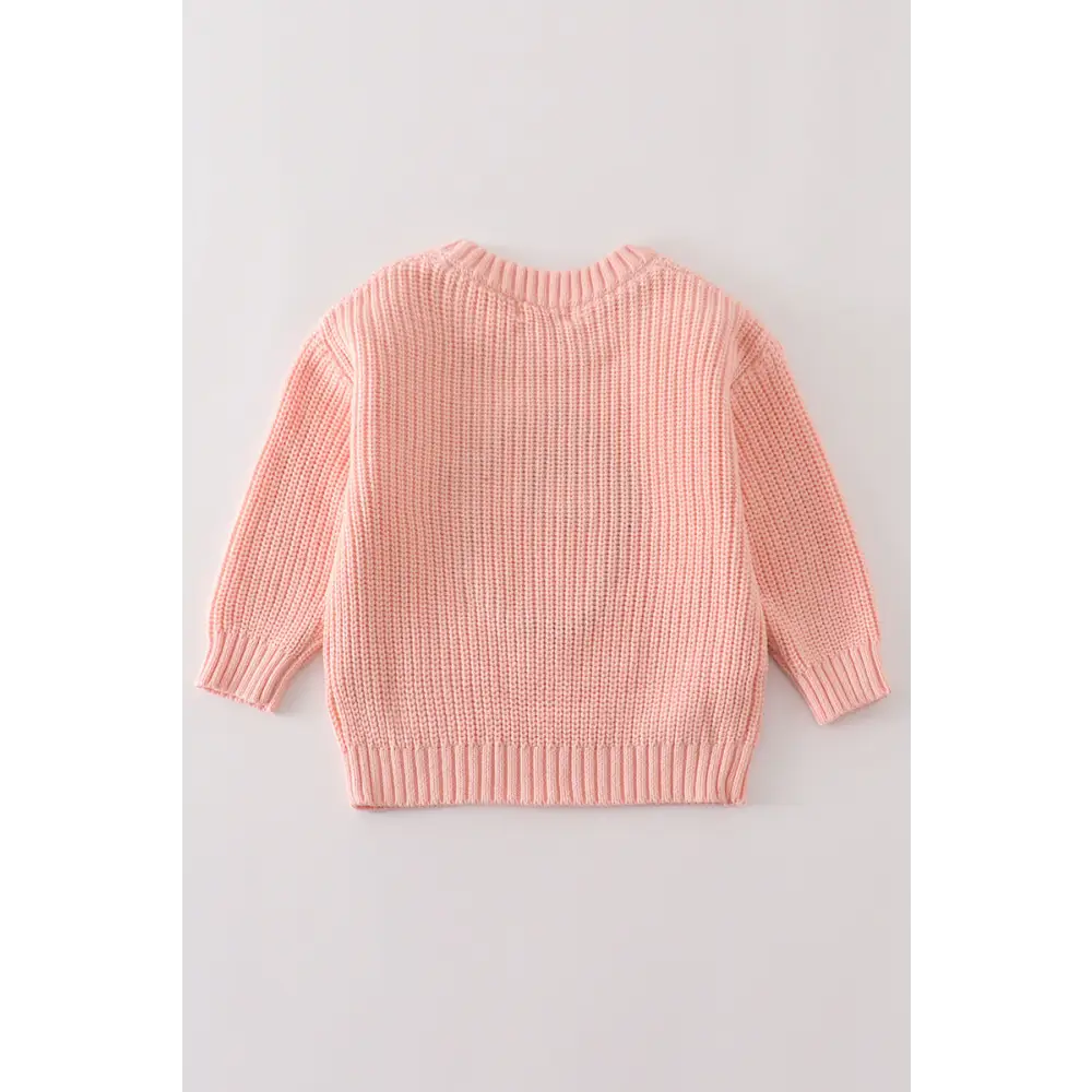 Pink hand-embroidery ghost pullover sweater - sweater