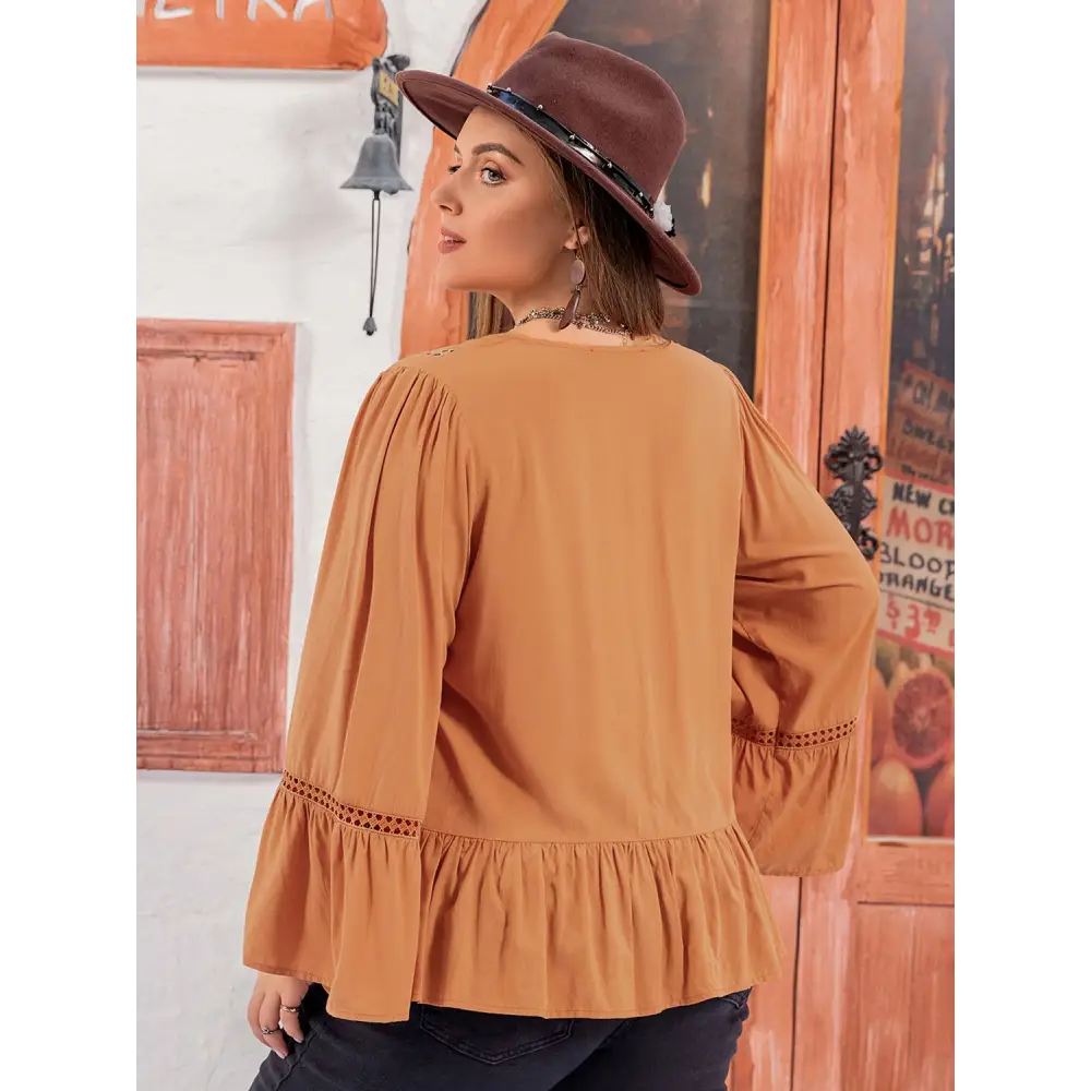 Plus Size V-Neck Peplum Blouse - Madi Gray Boutique