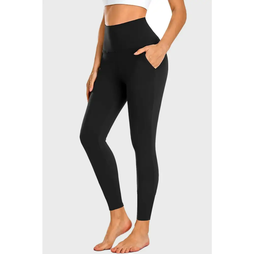 Pocketed High Waist Active Leggings - Black / S - Bottoms