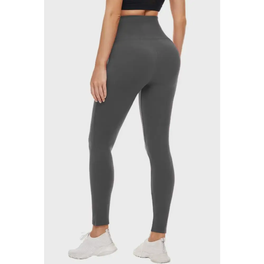 Pocketed High Waist Active Leggings - Dark Gray / S - Bottoms