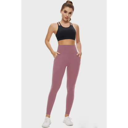 Pocketed High Waist Active Leggings - Lilac / S - Bottoms