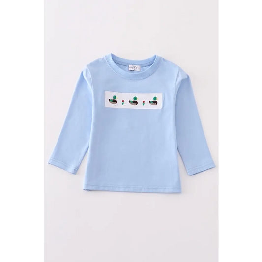 Premium Blue duck applique boy top - Top