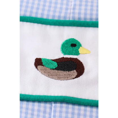 Premium Blue duck embroidery boy gingham jonjon - baby