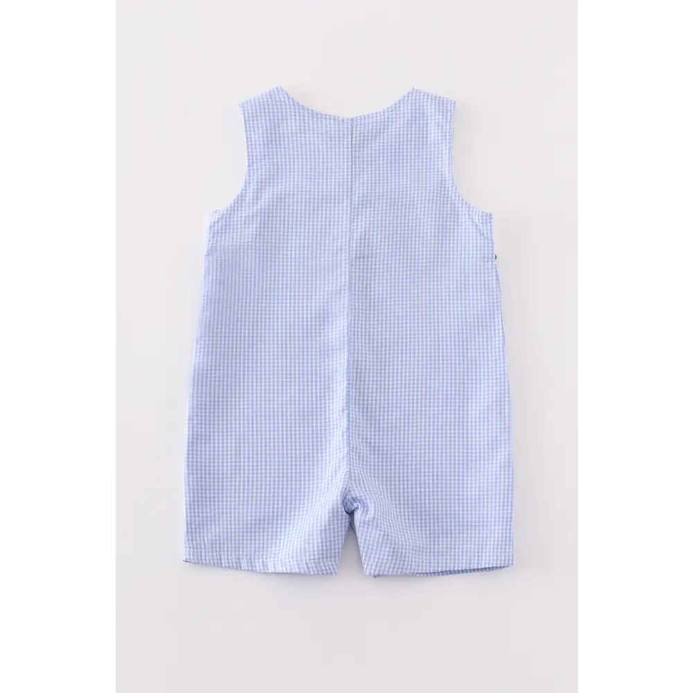 Premium Blue duck embroidery boy gingham jonjon - baby