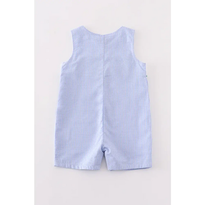 Premium Blue duck embroidery boy gingham jonjon - baby