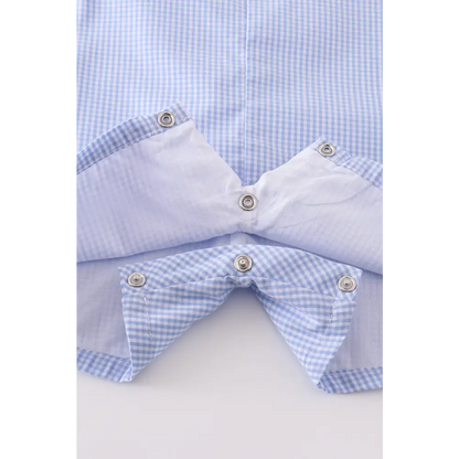 Premium Blue duck embroidery boy gingham jonjon - baby