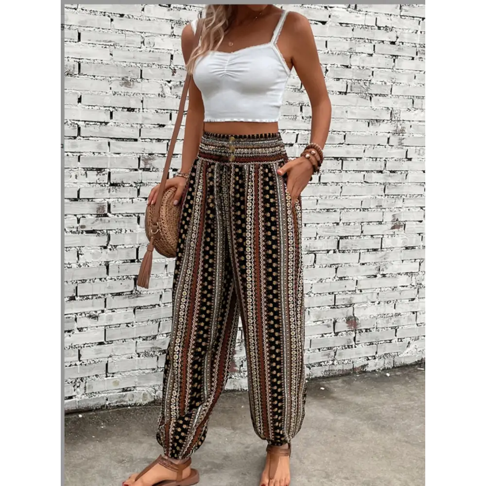 Printed High Waist Pants