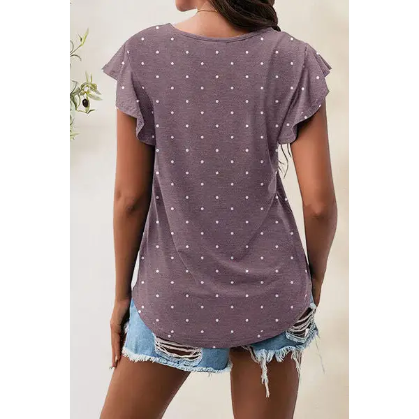 Printed Round Neck Short Sleeve T-Shirt - Tops