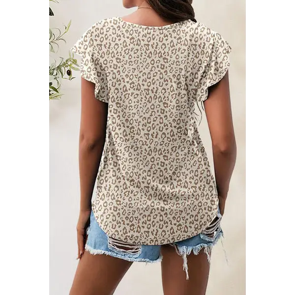 Printed Round Neck Short Sleeve T-Shirt - Tops