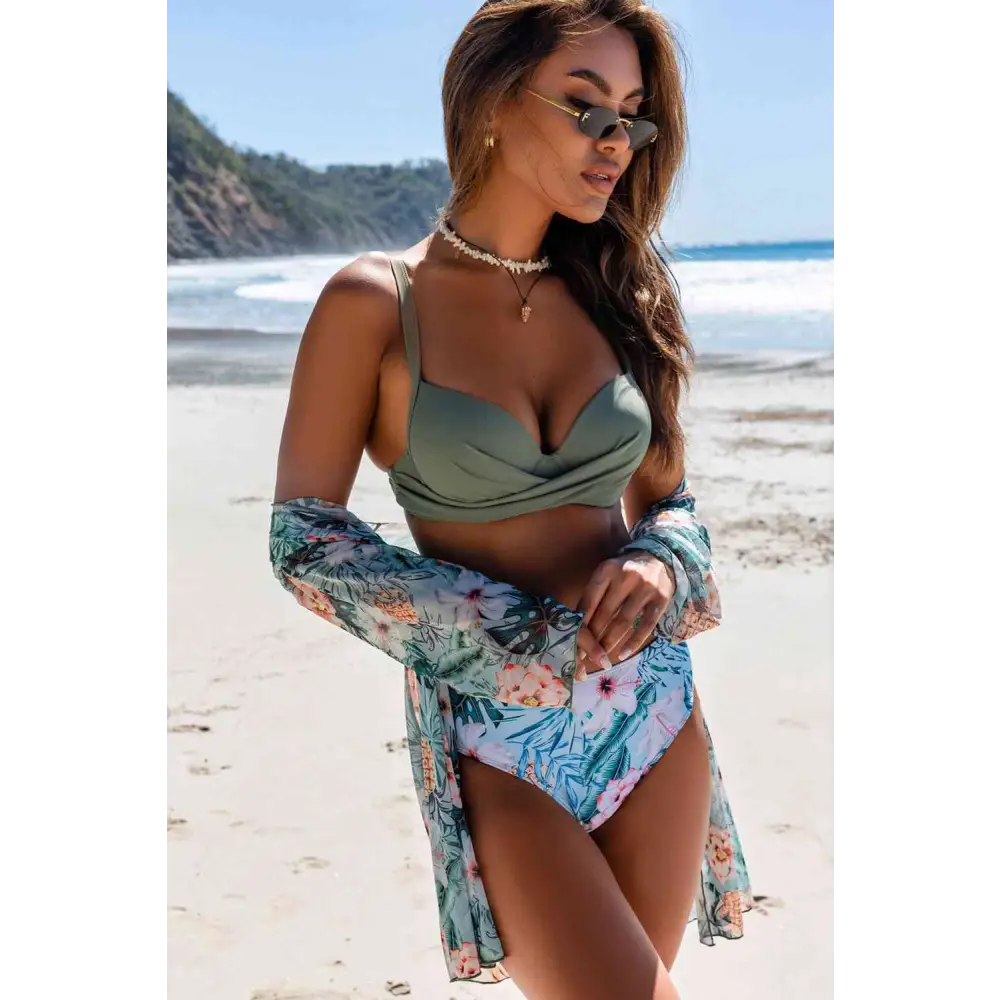 Printed Three-Piece Swimsuit