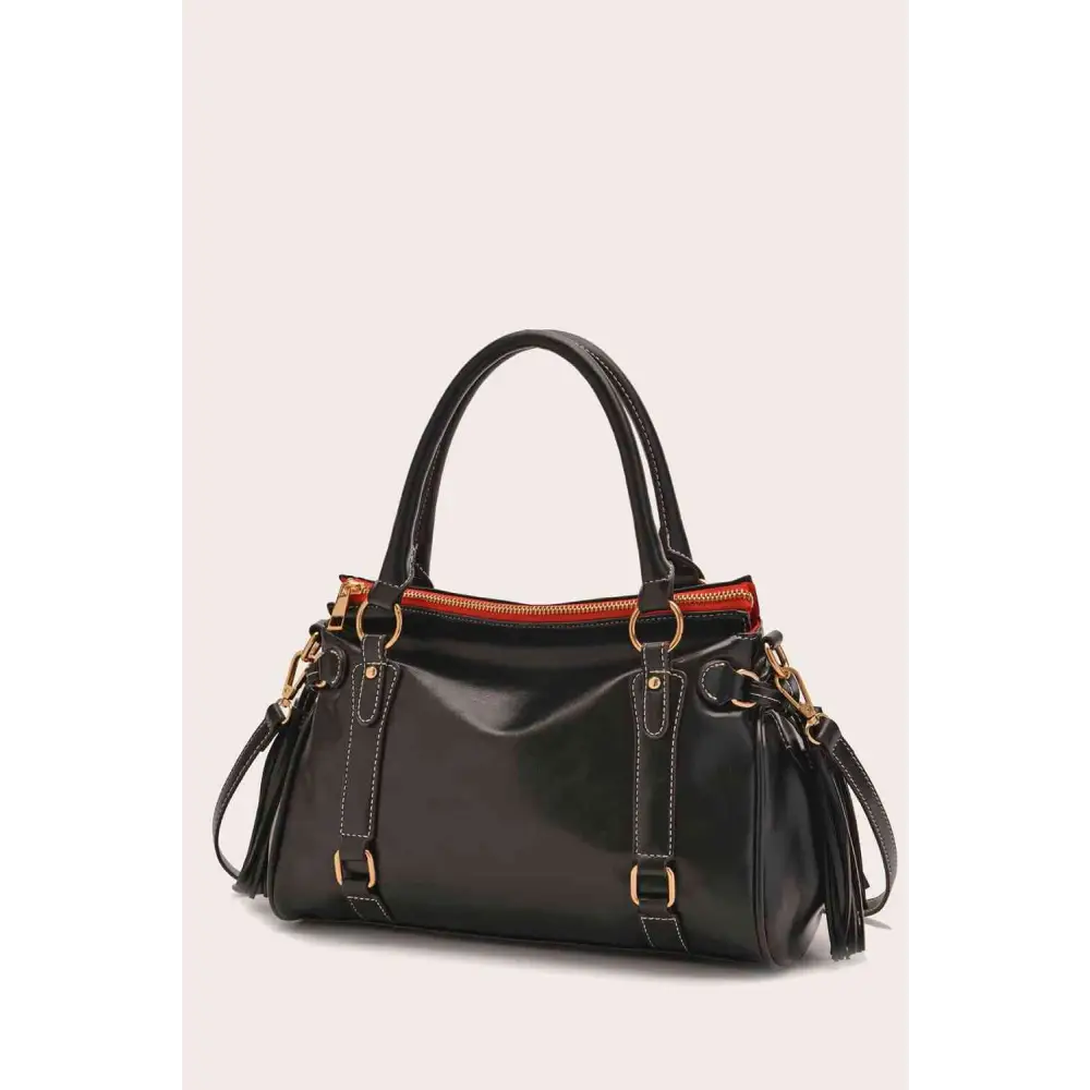 PU Leather Handbag - Black / One Size