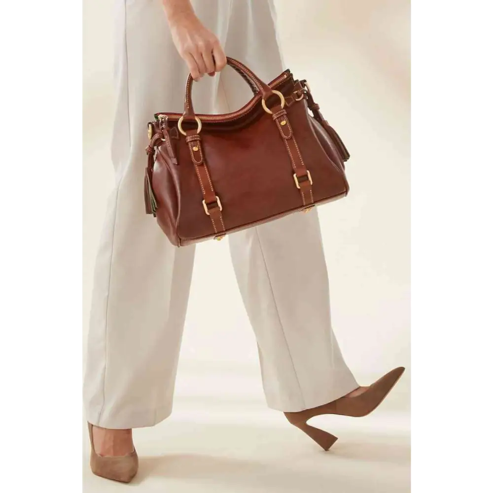 PU Leather Handbag - Chestnut / One Size