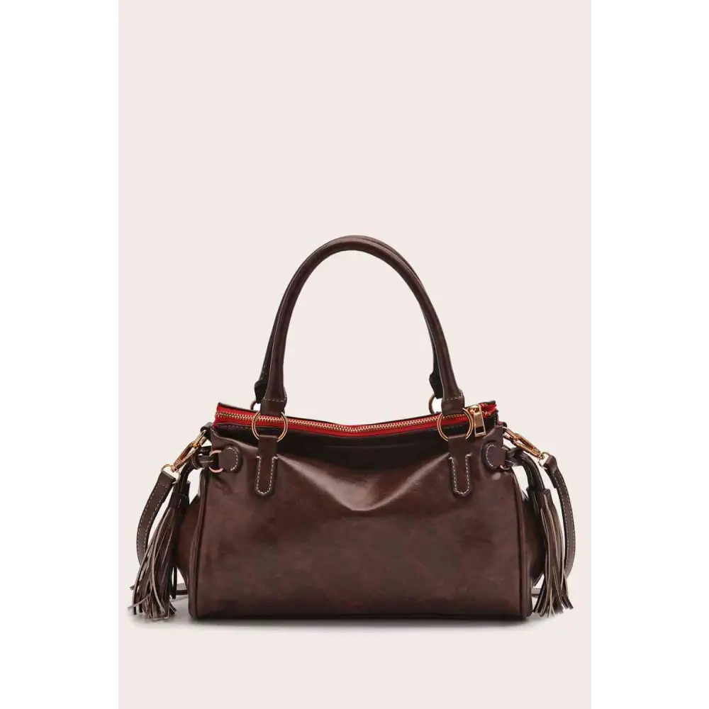 PU Leather Handbag - Coffee Brown / One Size