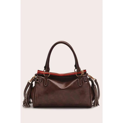 PU Leather Handbag - Coffee Brown / One Size