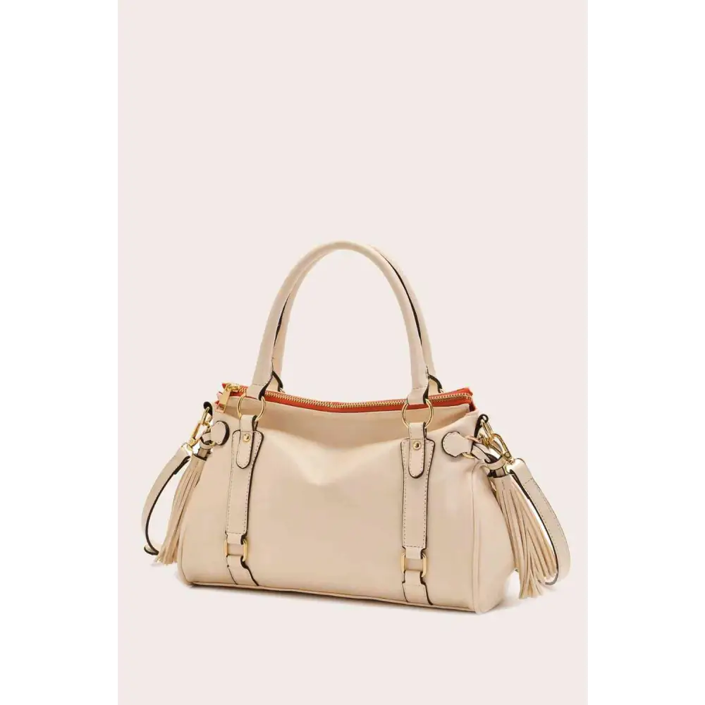 PU Leather Handbag - Ivory / One Size