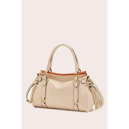 PU Leather Handbag - Ivory / One Size