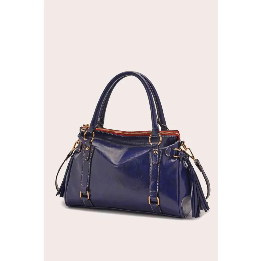 PU Leather Handbag - Navy / One Size