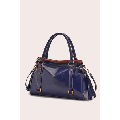 PU Leather Handbag - Navy / One Size