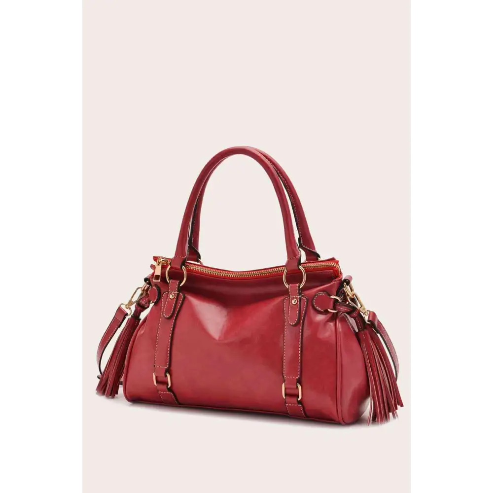 PU Leather Handbag - Red / One Size