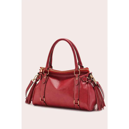 PU Leather Handbag - Red / One Size