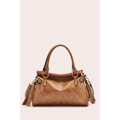 PU Leather Handbag - Taupe / One Size