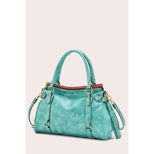 PU Leather Handbag - Tiffany Blue / One Size